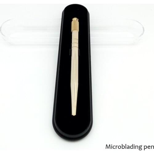 2018 Tattoo Machines Golden Eyebrow Pen Microblading Tattoos Machines Permanent Makeup Manual Tools With 2pcs Needle Blades 3d