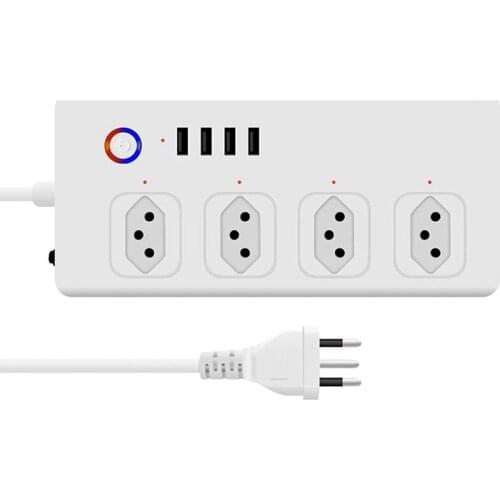 Wifi Smart Power Strip With 4 Outlets 4USB Ports,1.4M Extension Cord Voice Works For Alexa, Google Home (Brazil Plug)