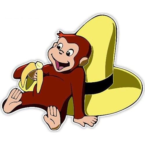 JuYouHui Exterior Accessories Decal Funny Curious George Decals Personality Car Styling Animal Car Sticker Vinyl Graphic PVC13cm