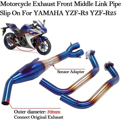 Slip On For YAMAHA YZF-R3 YZF-R25 R3 R25 Motorcycle Exhaust Front Connecting Mid Middle Link Pipe System Modified Muffler Escape