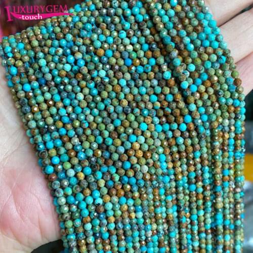 High Quality Natural Multicolor Turquoises Stone 2mm 3mm Faceted Round Shape Loose Spacer Beads Jewelry Accessory 38cm b147