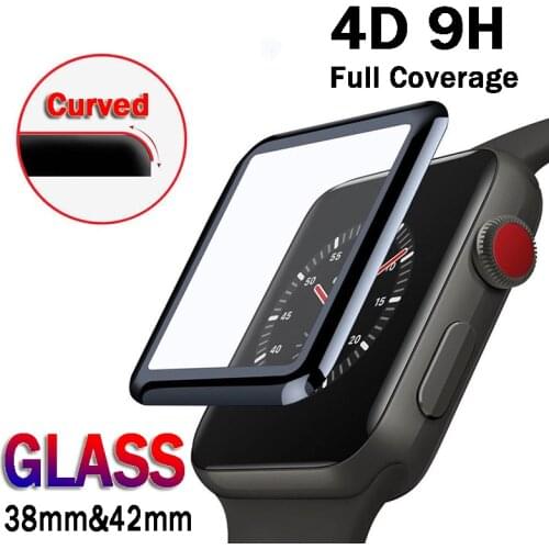 4D Curved Edge HD Tempered Glass for Apple Watch Series 3 2 1 38MM 42MM Screen Protector film for iWatch 4 5 6 SE 40MM 44MM