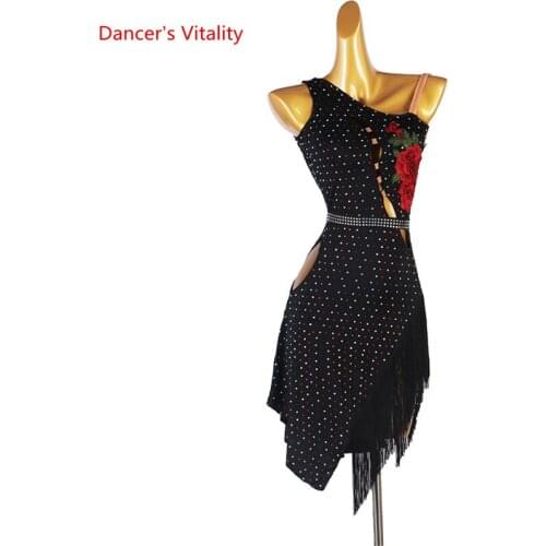 Latin Dance Professional Clothing Dress for Women Latindancing Stones Embroidery Dresses Costumes Customzed Adult Child Clothes