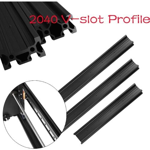 1PC Black V-slot 2040 Aluminum Profile Anodized Extrusion for 200-500mm Length Linear Rail 12C 12H Slider for CNC 3D Printer