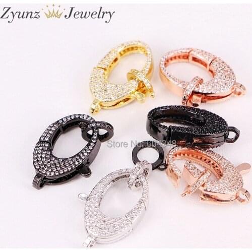 10PCS ZYZ292-8329 Fashion Clasps CZ Micro Pave Lobster Clasps In Double Loop Clasps For Women Jewelry Findings