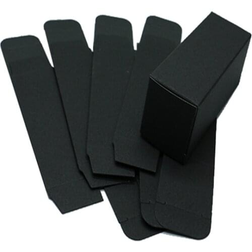 100Pcs/lot-2*2*11cm Black Paper Box For Essential Oil Perfume Sample Bottle Lipstick Stroage Boxes Craft Gift Boxes ValveTubes