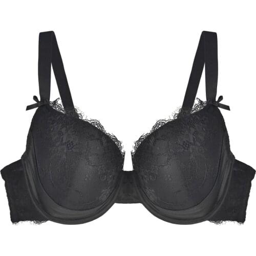1681Solid Color Black Push Up Lingerie Sexy Lace Bra Adjustable Shoulder Strap Underwear 30-32-34-36-38-40-42-46