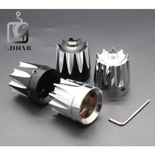 2PCS Black and chrome plating Front Axle Nut Cover Cap For Harley Softail Dyna V-Rod Touring Trike With LOGO