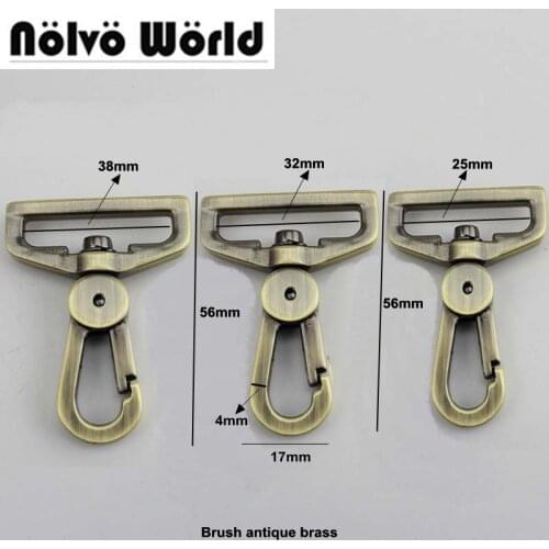 20pcs 25mm 32mm38mm polished Brush antique brass snap hook loop free nickel wholesale zinc alloy metal hooks for DIY workshop