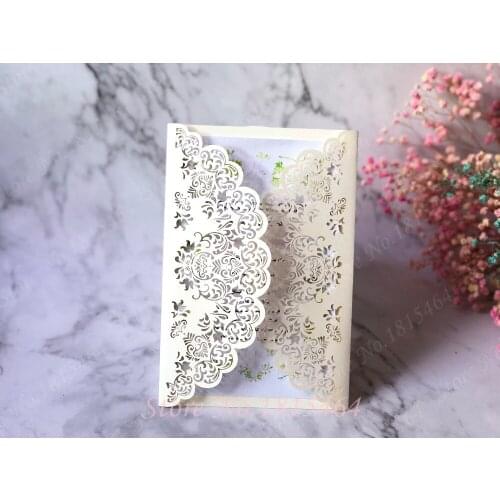 50pcs Laser Cut Wedding Invitations Card Set Elegant Delicate Carved Pattern Business Event Banquet Party Card Supplies