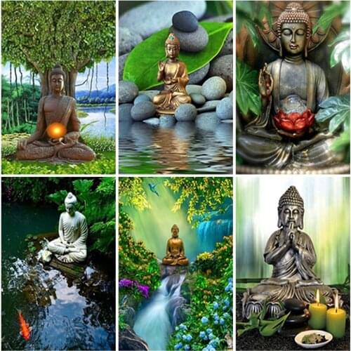 5D Diamond Painting Religious Buddha Cross Stitch Kits Diamond Embroidery Full Square Round Drill Handwork Rhinestone Wall Art