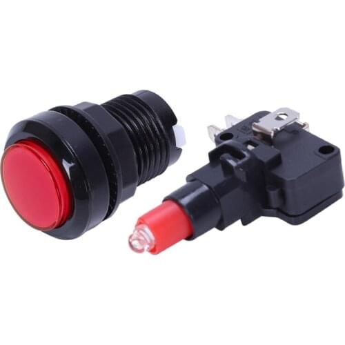 Arcade Game AC 250V 15A 24mm Dia Red Light Push Button + Micro Switch