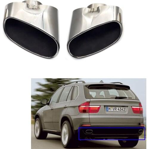 Car Chrome Exhaust Dual Tail Pipe Muffler Tip Stainless Steel for BMW X5 E70 2008-2013 Car Styling