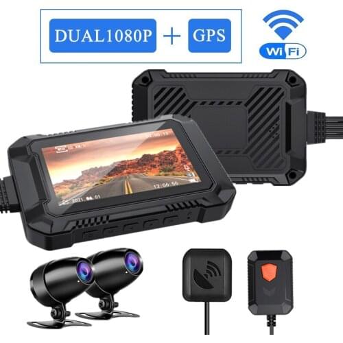 Motorcycle Data Recorder DVR Dual 1080P Cameras Waterproof IPS3.0 Screen WIFI Drive-By-Wire TS Stream GPS Optional MSMRV2W