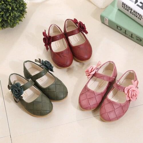Childrens Ballet Flat Shoes Fashion Flowers Leather Princess Shoes for Girls Mary Jane Party Dress Shoes for Toddler/Little Kid