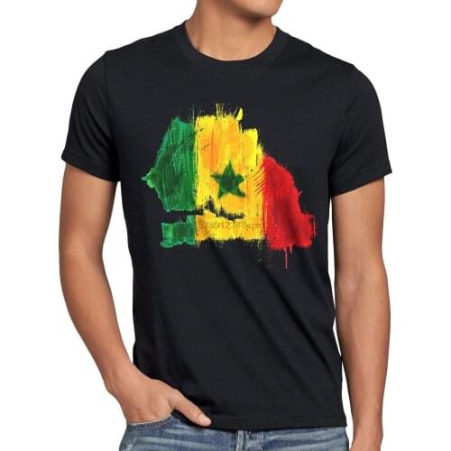 Senegal T-Shirt Herren Fuball Sport WM EM Fahne National-Flagge Fan-Artikel Summer T Shirt Brand Fitness Body Building
