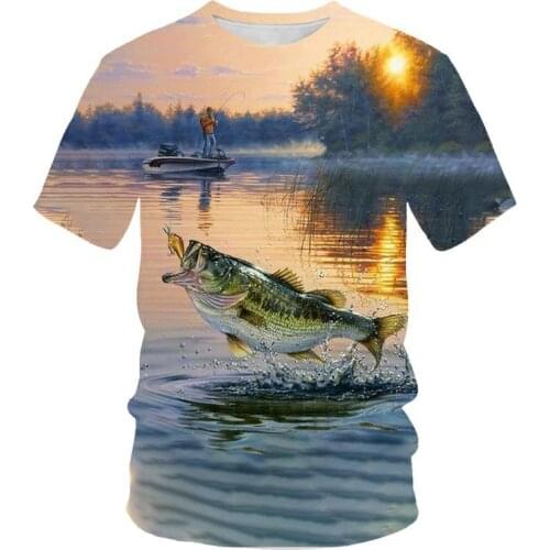 New Fishing T Shirt Style Casual Digital Fish 3D Print Men Women Summer Short Sleeve O-neck Tops&Tees 100-6xl