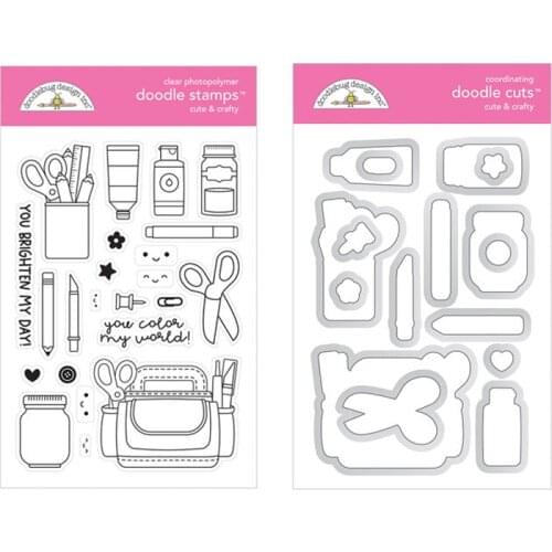 Stationery Glue Scissors Metal Cutting Dies and Clear Stamps for Scrapbooking Craft Stencil Seal Sheet Decor Embossing Template