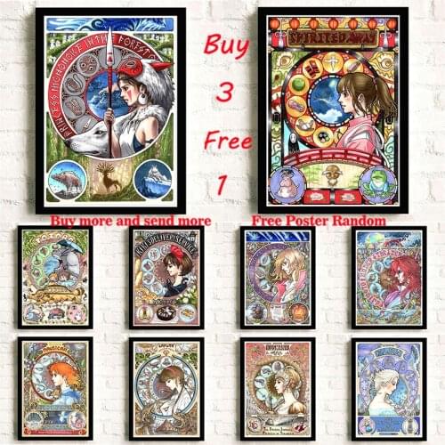 Japanese Anime Hayao Miyazaki series movie Totoro Spirited Away Coated Paper Home Decor Wall Sticker Poster Frameless