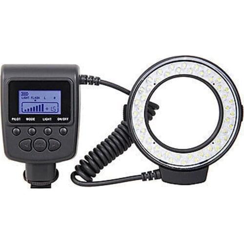 Macro LED Round Flash Light with 8 Adapter Rings Camera Photo Light Speedlight Kit With 7 brightness Adjustment