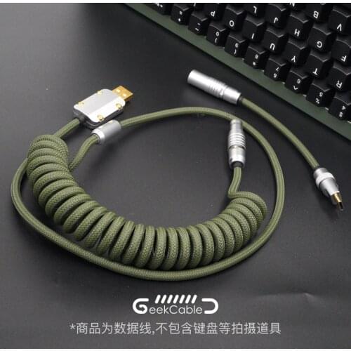 GeekCable Handmade Customized Mechanical Keyboard Data Cable For GMK Theme SP Keycaps Matrix Noah Theme Olive Green Color