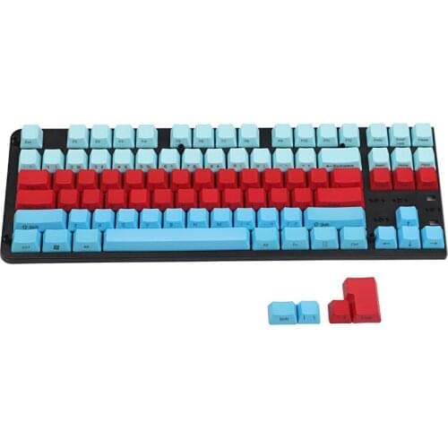 YMDK Blue White Red Mixed 104 87 61 Key Side Print Thick PBT OEM Profile Keycaps For MX Standard 104 TKL 61 Mechanical Keyboard