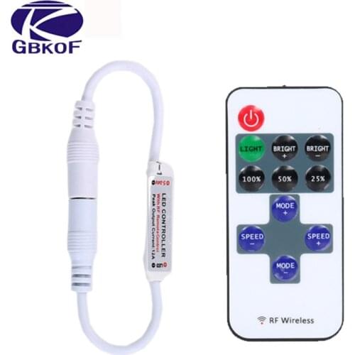 Mini DC12V Led Controller Dimmer 12A Wireless RF Remote to Control Single Color Strip Lighting 3528 5050 led strip