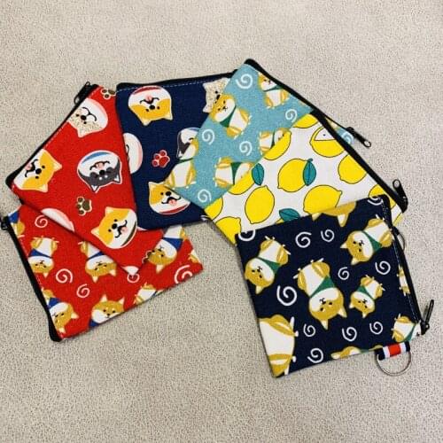 Cute Cartoon Coin Purse Canvas Mini Pouch Square Zipper Coin Bag Girls Little Change Purse Keys Cosmetic Lipstick Storage Pouch