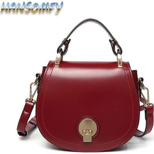 HANSOMFY Fashion Saddle Bag Security Lock Design PU Leather Messenger Bags Luxury Shoulder Bag High Quality Women Bags YZ-17