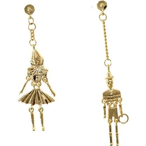 Fashion Baroque King Doll Baroque Retro Gold Color Rhinestones Long Drop Earrings Puppet Soldier Rhinestone Drop Earring