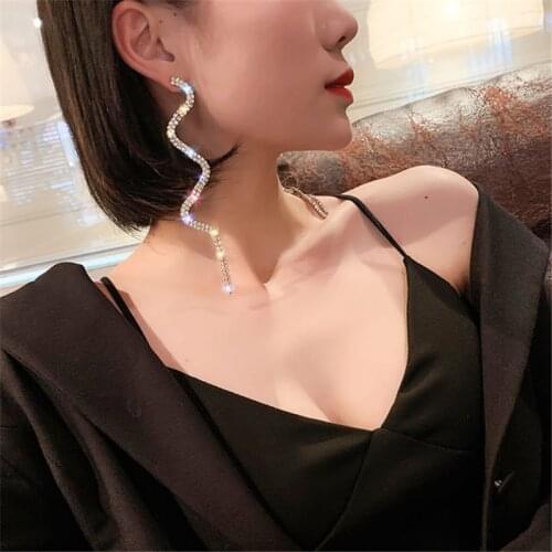 Fashion tassel s Crystal womens Pendant Earrings exquisite shiny Rhinestone Pendant Earrings nightclub party