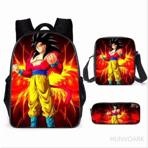 3PCS School Backpacks Set Goku 3D Print School Bags For Girls boys Students Primary Daily Casual Travel Bag bolsa