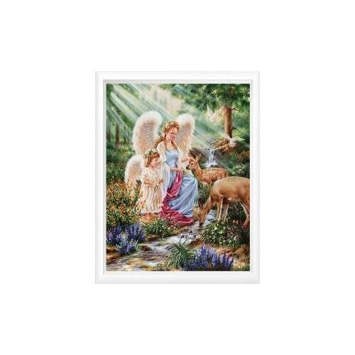 Making New Friends Girl Angel Deer Cross Stitch Kits Top Quality Embroidery Sewing Needlework DIY 14CT Unprinted Decor Handmade