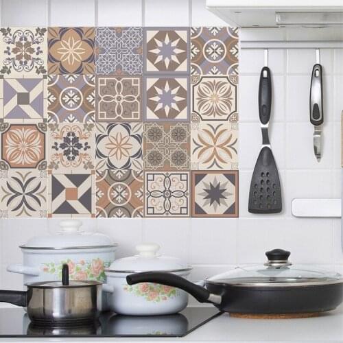 Retro Tile Wall Stickers 20*100cm PVC Bathroom Kitchen Backsplash Waterproof Wall Sticker Home Decor Wall Art Mural