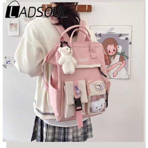 2021 New Women Waterproof Candy Colors Schoolbag High Students Leisure High Capacity Korean Japanese Softback Travel Backpack