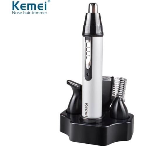 Kemei KM-6650 Rechargeable 4 In 1 Painless Razor Barber Clipper Nose Hair Trimmer Eyebrow Shaver Safe Facial Cleansing Care Set
