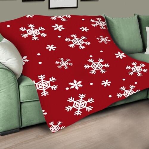 Snowflake Printed Christmas Warm Soft Red Throw Blanket Office Sofa Nap Cover