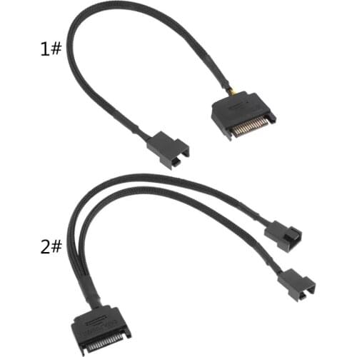 SATA 15 Pin to 1/2 Cooling Fan Interface 3 Pin/4 Pin Laptop Motherboard CPU Fan Extension Cable Adapter Cable Connectors