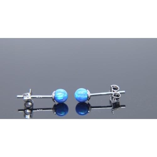 Various color AAA+ fire opal blue pink white green purple 925 sterling silver stud bead stone earring