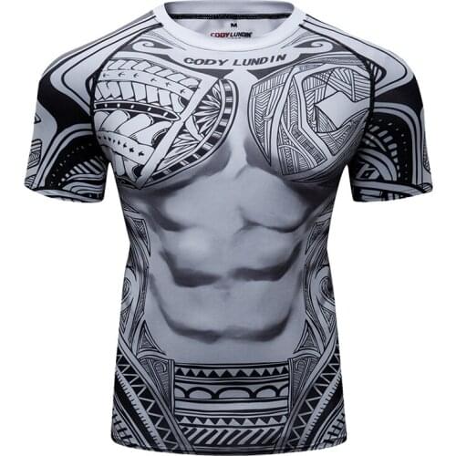 Sport Running Rashguard Compression T-Shirt Short Sleeves Fitness MMA Training Clothes Gym Rashguard