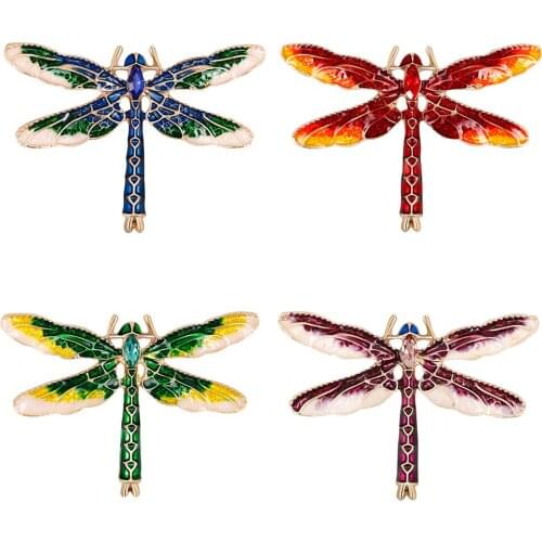 Stylish Brooch Diamante Crystal Dragonfly Animal Retro Charm Broach Pin Bridal Corsage Jewelry Gift Clothes Accessories