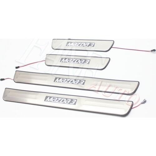 Stainless Steel Led Door Sill Scuff Plate Guard Sills Protector Trim For Mazda 3 Mazda3 2003-2008