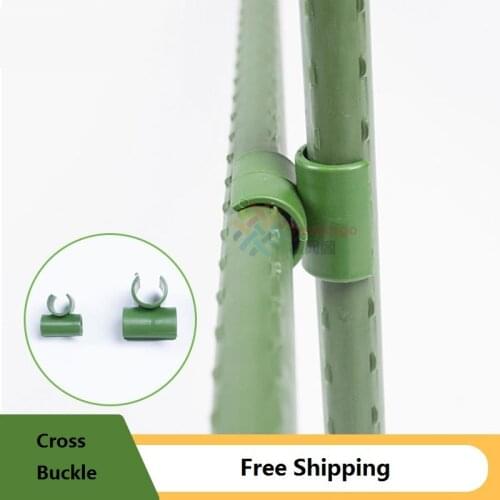 Tewango 10pcs Greenhouse Frame Pipe Tube Film Clip Cross Buckle Connectors PP Fixed Card DIY Garden Horticulture Accessories