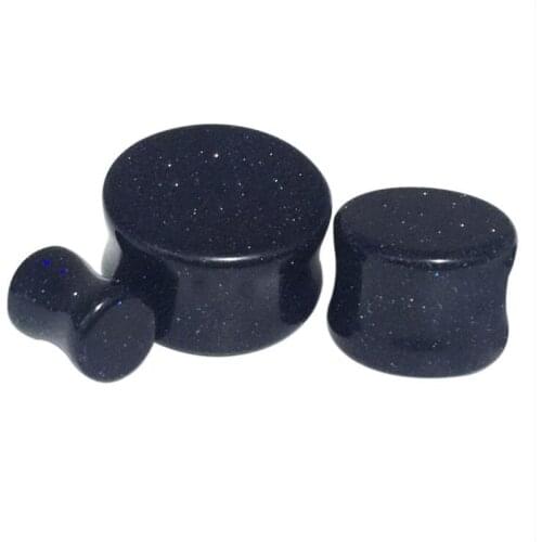 2PCS Fashion Ear Gauge Blue Color Natural stone Stretching Kits Flesh Tunnel Expansion Ear Plugs Body Piercing Women Jewelry