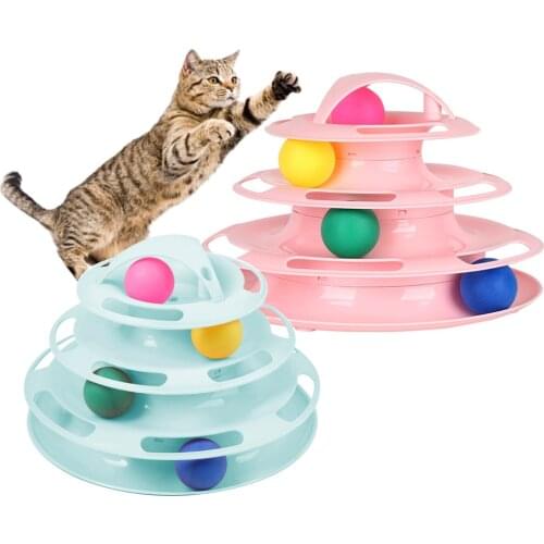 Three Levels Cat Interactive toy Cat Tower Cat Intelligence Amusement Triple Disc Pet Toys Ball Training Amusement Plate Kitten