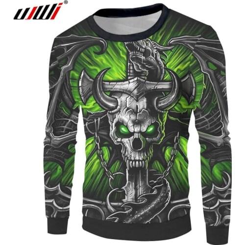 UJWI 2019 New Fashion Men/Women 3D Print Dragon Around Sword Skull Hoodies Novelty Streetwear Shirts Funny Hip Hop Men