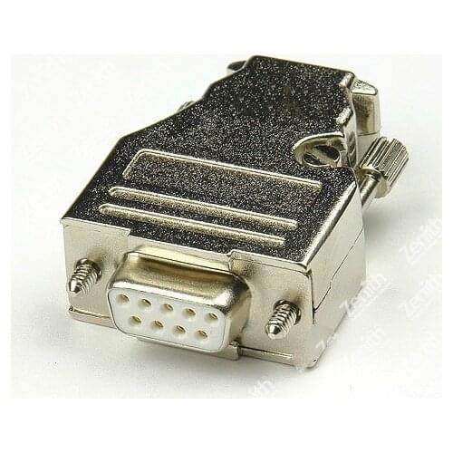 Top D-Sub 9-pin DB9 connector (female) solid pin module + removable metal casing
