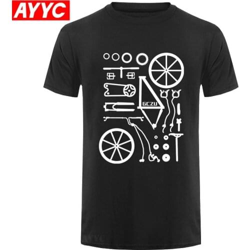 Funny T shirt Print bicycle MTB T shirts Mountain biker exploded into parts Tee shirt Group Team Clothing tshirt men