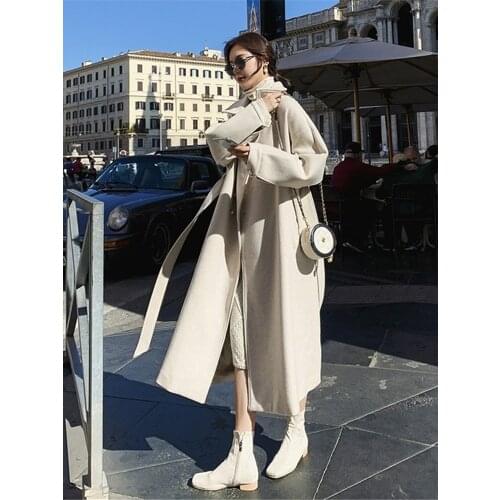Little fragrance temperament gentle woolen coat women autumn and winter thick Korean mid-length woolen coat