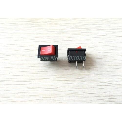 100 pcs Rocker Switch KCD1 ON/OFF Red Cap 2pin 6A 10A 21x15mm
